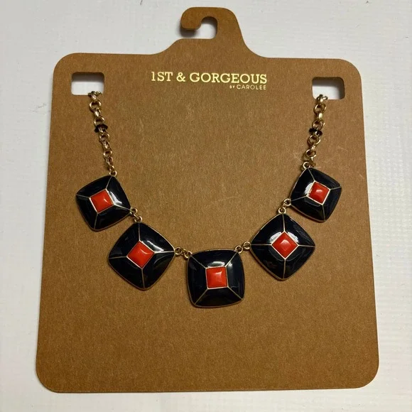 Wholesale Lot of 4 NEW 1st & Gorgeous by Carolee Navy & Red Statement Necklace - Picture 1 of 2